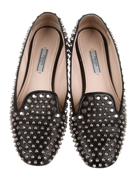 prada studded leather loafers|prada leather loafers women.